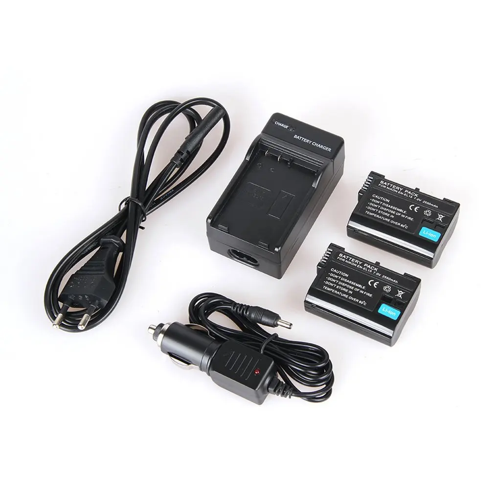 

2pcs 2550mAh EN-EL15 EL15 Camera Battery + Charger +Car Cable For Nikon D7000 D7100 D800 D800E D600 D610 D810 D500 D7200 V1