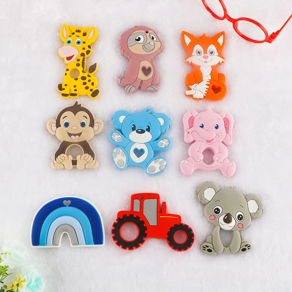 Kovict 1Pc Cartoon Animal Silicone Pendant BPA Free DIY Silicone Bead Necklace Pendant Handicrafts Accessories
