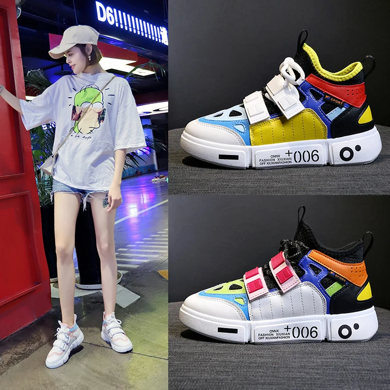 hip hop women vulcanized shoes korean trend style ladies platform sneakers mixed colors designer female moccasins lady leisure (18)