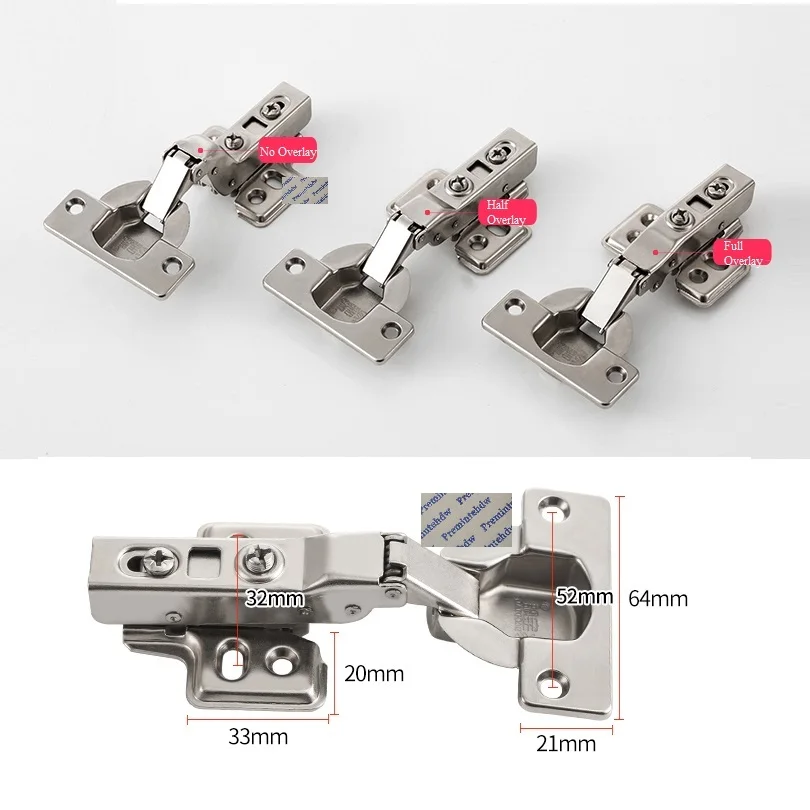 2Pcs Hydraulic Soft Close Conceal Clip On Cupboard Cabinet Door Hinge 40mm Cup For 18-30mm Thick Door