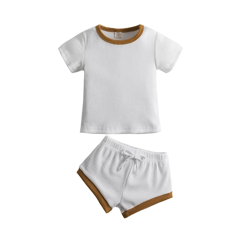 small baby clothing set	 Baby Boys Girls Summer Clothing Set Short Sleeve Tops+Short Pants 2pcs Outfits Newborn Toddler Kids Ribbed Knitted Tracksuits newborn baby clothing set