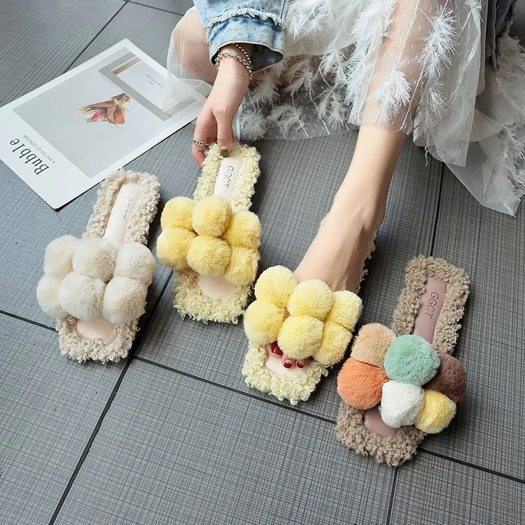 women's slippers with pom poms