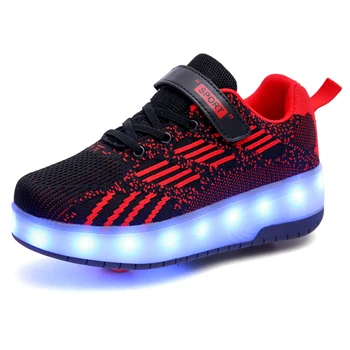 

Kid Shoes 7 Colour Light New Summer Led Fiber Optic Roller Skate For Girls Boys USB Recharge Glowing Sneakers Man Light Up Shoes