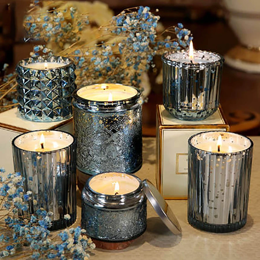 Эфирные масла, стеклянные баночки для свечей с крышкой, свечи, вечерние, свадебные, ароматизированные, ароматерапия, украшение дома, аксессуары QLB048