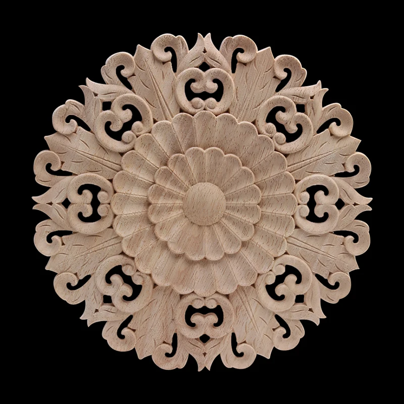 European Retro Floral Rose Wooden Furniture Decoration Accessories Cabinet Wood Decal Wood Craft Wood Applique Onlay Unpainted