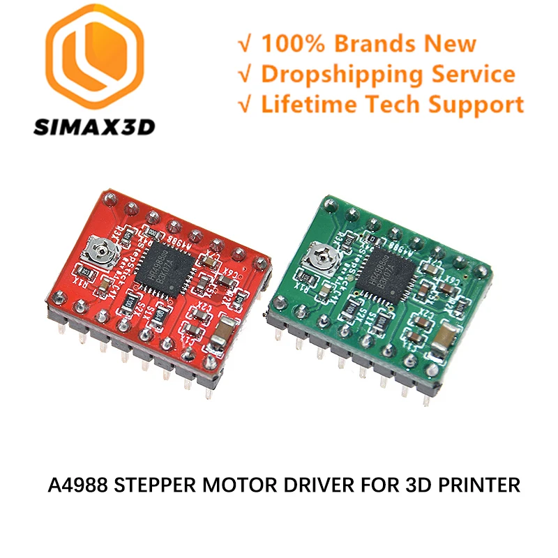 

SIMAX3D A4988 Red/A4988 Green Stepper Motor Driver A4988 Red/A4988 Green Reprap Stepper Driver Module Radiator with Sticker for