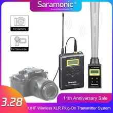 Saramonic uwmic15b sistema de microfone sem fio, uhf 16 canais omnidirecional mic para câmera dslr, filmadora, entrevistas, eng