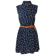 Летнее женское Повседневное платье, сексуальные женские синие платья с рисунком кота м