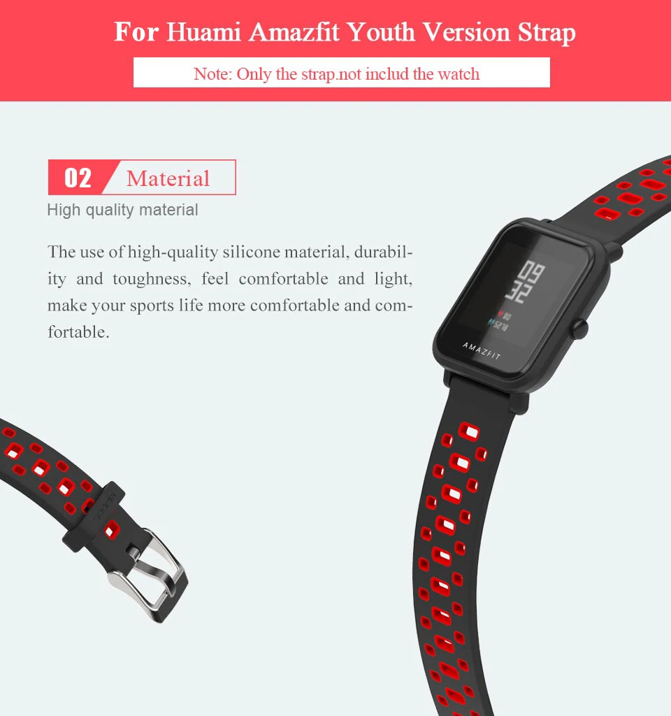 20 мм спортивный силиконовый ремешок защитный для Xiaomi Huami Amazfit Bip BIT Lite Band защитный браслет чехол Крышка Аксессуары