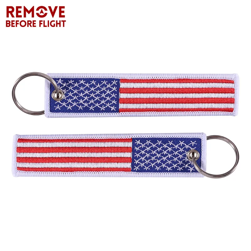

Fashion US Flag Keychain Bijoux Keychain Key Holder for Cars and Motorcycles Key Fobs Remove Before Flight American Flag Keycha