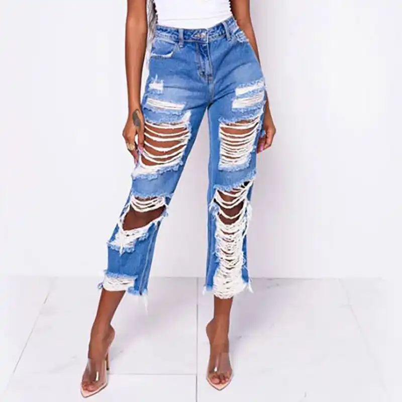 jeans with holes in front and back