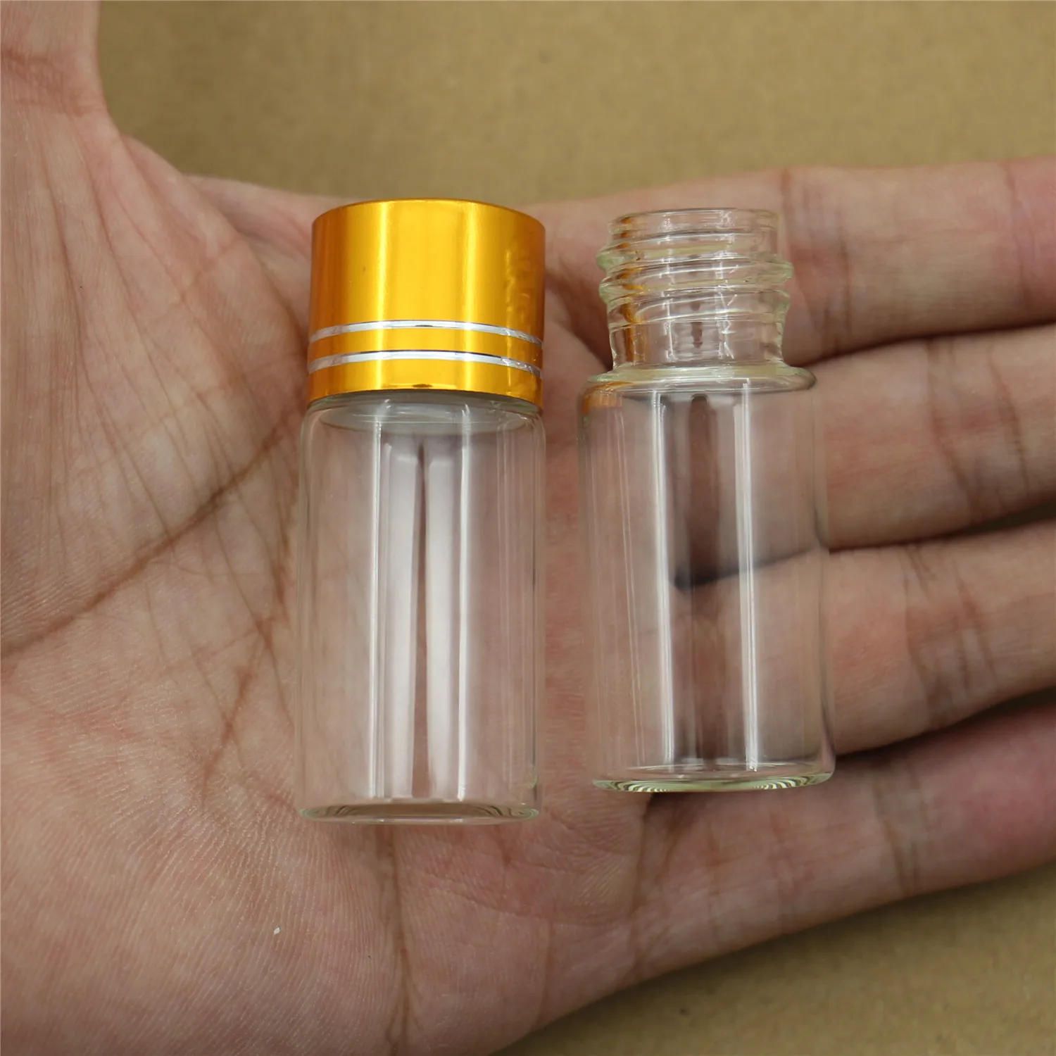 50/100 PCS/lot 22*50mm 10ml Glass Jars Golden Plastic Cap Test Tube storage Small Glass Bottle Vials DIY DECORATIVE Bottles