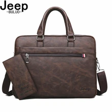 JEEP BULUO Famous Brand Men Briefcases High Quality 14'Laptop office Business Bag Leather Shoulder Messenger Bags Travel Handbag