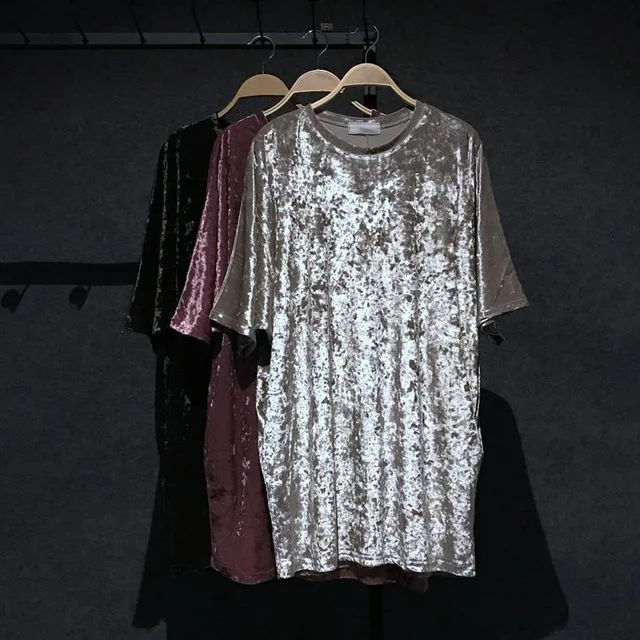 【CITYSHOP】VELVET OVERSIZED TEE CITYSHOP】VELVET OVERSIZED TEE Velvet Oversized Shirt-Black-Men