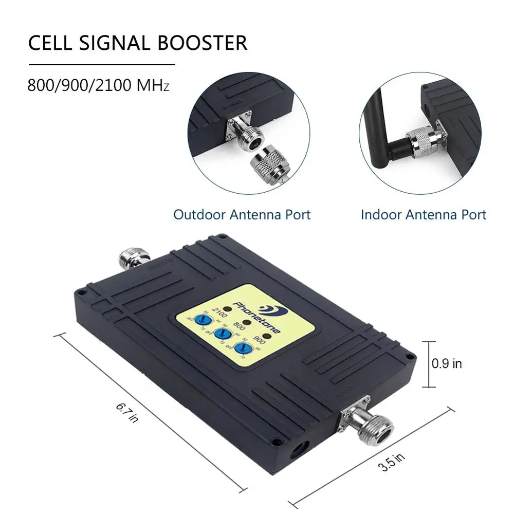 Трехдиапазонный усилитель сотового сигнала 800/900/2100 мгц 2G 3G 4G GSM ретранслятор LTE 70
