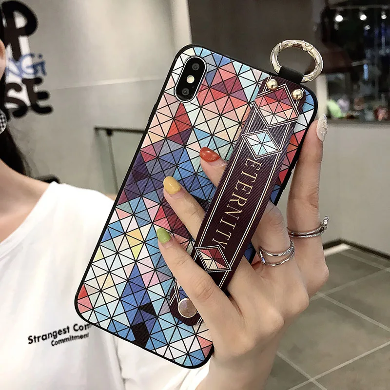11 Мягкий ТПУ чехол для телефона для iphone 7 8 6 6s Plus 5 5S SE чехол для iphone X Xs 11 Pro Чехол для MAX XR розовые чехлы с цветами с ремешком на запястье - Цвет: 11