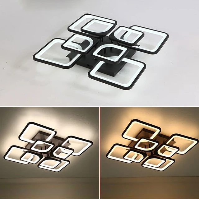 Modern Led Chandelier For Living Room Bedroom Kitchen Indoor Lamp White Square Ceiling Chandelier Home Decor Lighting Fixtures LED Lights Lighting 8ecdde6db90a376d7ab2a4: 1 wall lamp|4 and 1|4 and 4|6 and 2