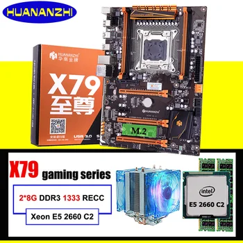 شراءوصل حديثًا لوحة الأم HUANANZHI Deluxe X79 طقم ذاكرة الوصول العشوائي X79 LGA2011 لوحة الأم Xeon E5 2660 C2 مع ذاكرة الوصول العشوائي برودة 16G (2*8G) RECC