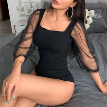 Women Bodysuit Fashion Autumn Bodycon Jumpsuit Romper Leotard Tops Mesh Sleeve Bodysuit Black Rompers Womens Jumpsuit Women Bodysuit Fashion Autumn Bodycon Jumpsuit Romper Leotard Tops Mesh Sleeve Bodysuit Black Rompers Womens Jumpsuit