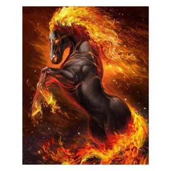 

Circular Stones DIY Diamond Painting Wild Horse Diamond Embroidery Animal Diamond Full Display Home Decor
