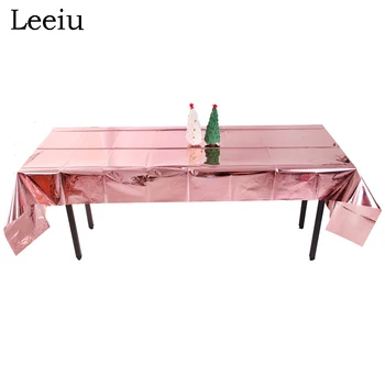 

Leeiu 1X2.7M Rose Gold Tablecloth Birthday Wedding Foil Table Cover Christmas Decoration For Home Party DIY Decor Table Cloth