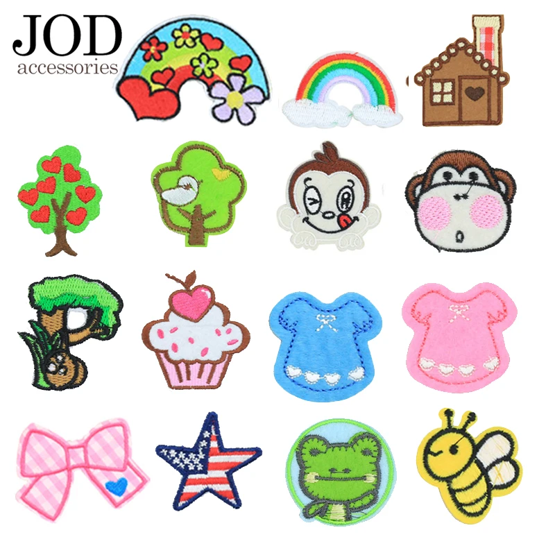 

Small Iron on Patches for Clothing Embroidery Patch Applique Thermal Stickers Badges on Clothes Children Iron-on Transfers