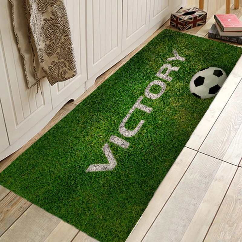 Творческий 3D с принтом футбольного поля прихожей ковры и коврики для Спальня Гостиная коврик для кухни, ванной, Противоскользящие коврики - Цвет: Синий