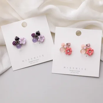 

MWSONYA 2020 New Fashion Cute Shell Flowers Stud Earrings for Women Crystal Fashion Pendientes Jewelry Earrings Jewelry Gift