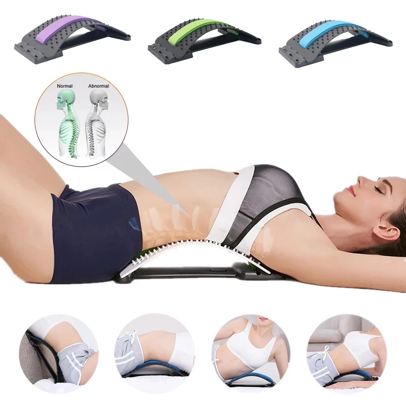 Syeosye Back Massager Waist Neck Stretchers Aesthetic Recliner Lumbar Massage Stretcher Fitness Relaxation Spine Pain Relief