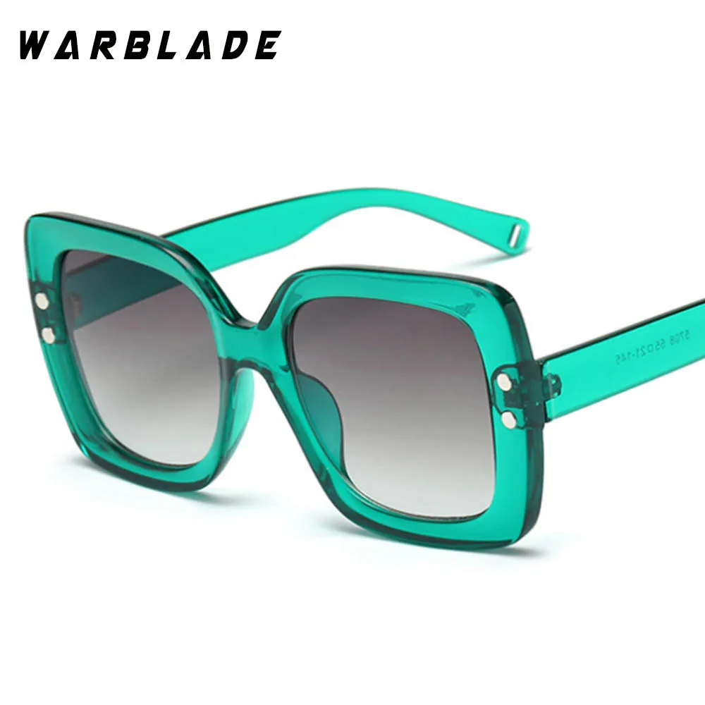 green grey WarBLade новые классические маленькие квадратные солнцезащитные очки для женщин роскошный бренд дизайнерская оправа прозрачные градиентные солнцезащитные очки UV400 - Цвет линз: green grey