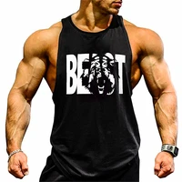 Vêtements de marque de gymnastique musculation Fitness débardeurs de course pour hommes entraînement gilet imprimé BEAST Stringer vêtements de sport maillot de corps musculaire 1