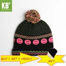 KBB Весенняя Милая теплая вязаная шапка с рисунком смайлика и помпонами для взрослых мужчин, женщин и детей, зимняя Лыжная Шапочка