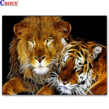 

Animal Diy Diamond Painting Lion Tiger Diamond Mosaic Drawing Full Square Round Drill Diamond Embroidery Cross Stitch Home Decor