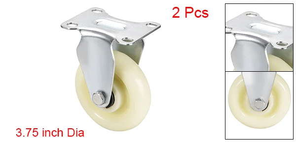 uxcell 1/2/4pcs Fixed Caster Wheels 2.75/3.75/4.57 inch Diameter Nylon Caster Top Plate 265/308/365lb Capacity