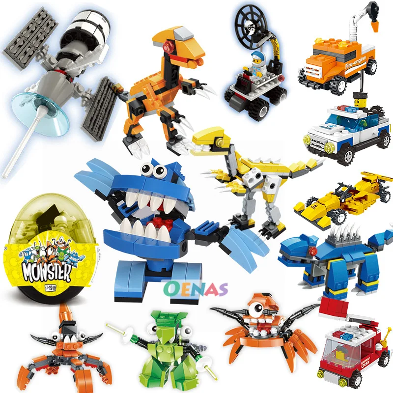 

Wange Monster Dinosaur Traffic Space Creative Flexible Capsule Toy Small Particles Inserted Building Blocks CHILDREN'S Toy Gift
