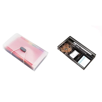 

A6 Expanding File Folder 13 Layer Rainbow Hang Rope Type & Desktop Drawer Organizer, 4-Level Mesh Desktop Finisher