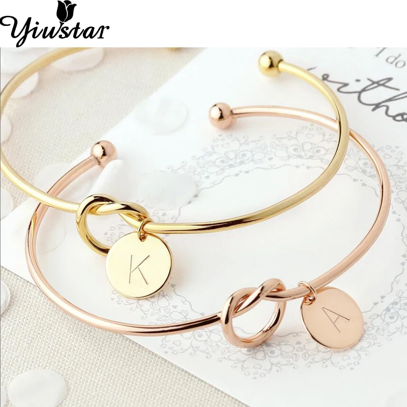 Yiustar маленькая Начальная буква браслеты медные A Z Алфавит Pulseiras повседневные
