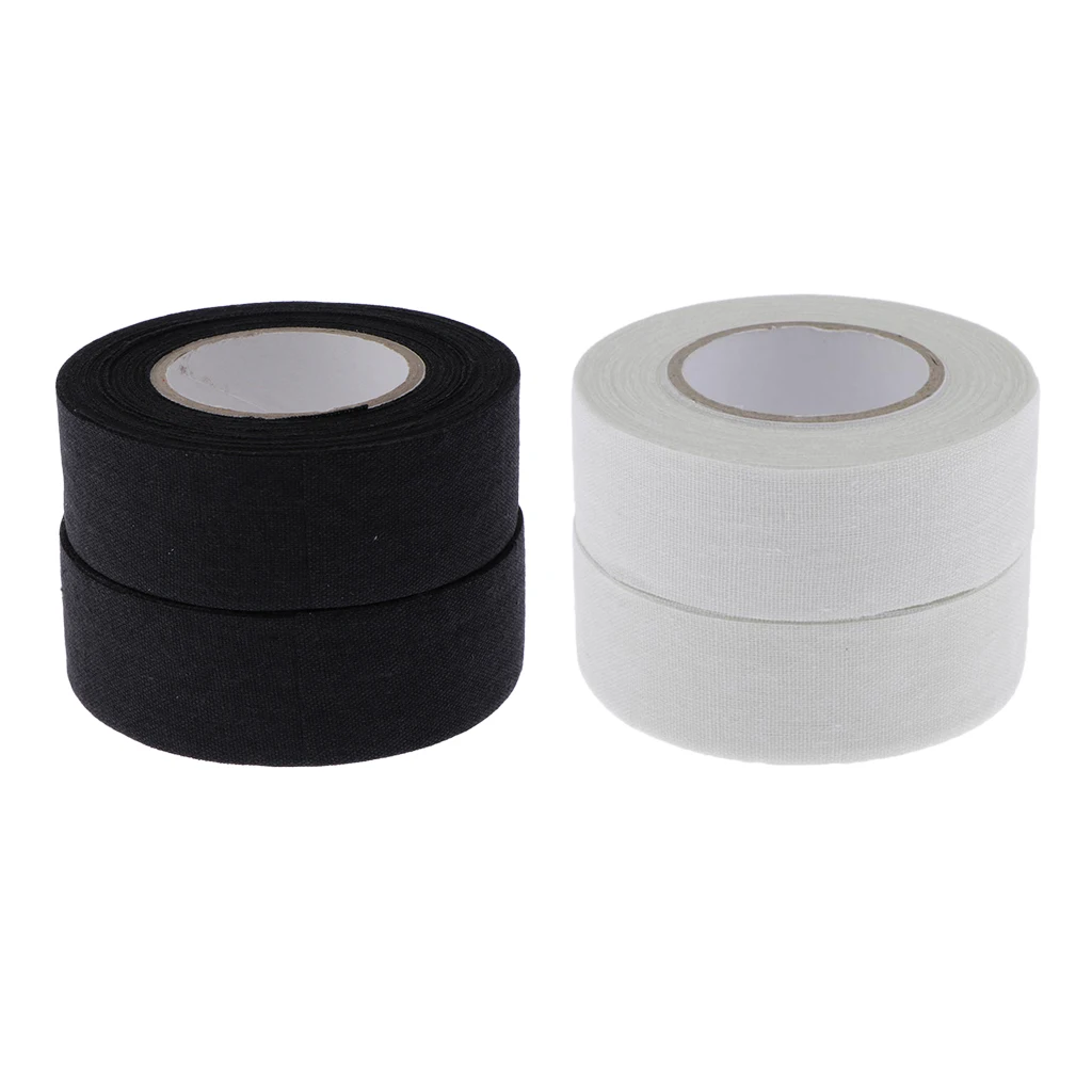 4 Rolls Premium Ice Hockey Stick Tape Cloth Grip Wrap White Black
