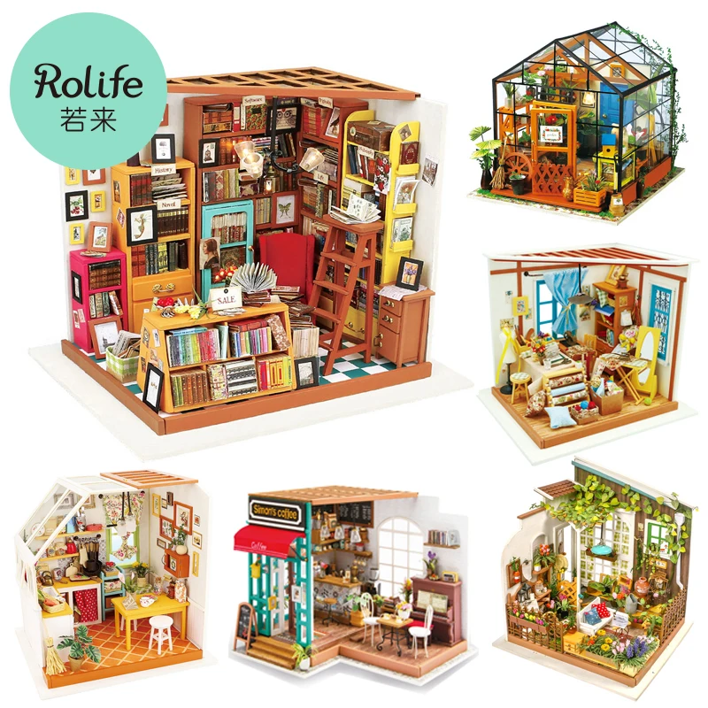 

Robotime Rolife DIY Wooden Miniature Dollhouse Greenhouse Handmade Doll House Kitchen With Furniture Toys For Children Lady Gift