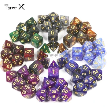

Hot New 6 Color Creative Universe Galaxy Dice Set of D4-D20 with Mysterious Royal Glitter Powder Amazing Effect for DND RPG