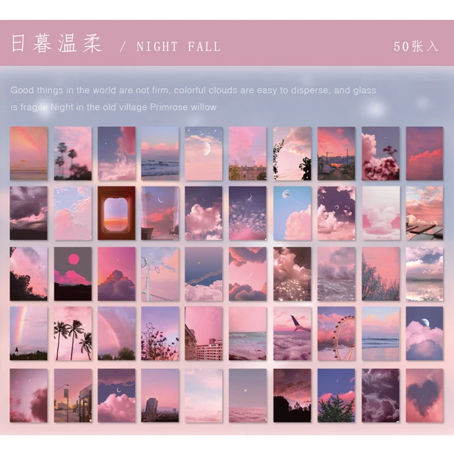Yoofun 50 Sheets Natural Scenery&Art Paintings Stationery Stickers Book Aesthetic Landscape Cute Bullet Journaling Decor Sticker T