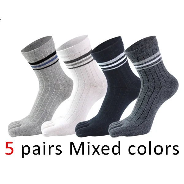 VERIDICAL 5 pairs good quality five fingers socks man cotton stripe toe socks meias masculino socks with toes male short socks - Цвет: Многоцветный
