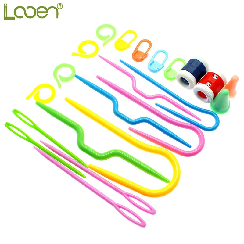 

22 Pcs/set Plastic Knitting Tools Needle Set U Crochet Hook & L Needles Markers Needle Clip Row Counter Round Stitch