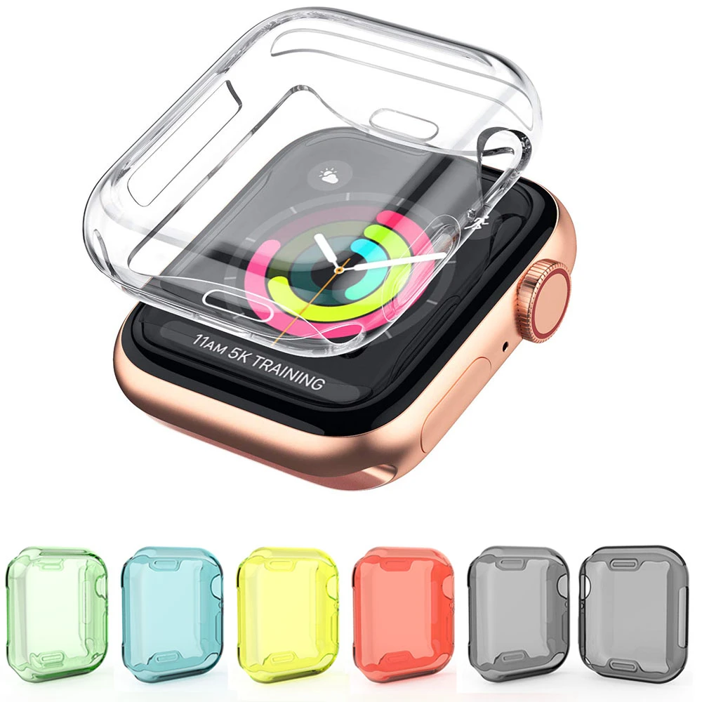 TPU чехол для Apple Watch Series 4 Чехол 44 мм/40 мм 360 полностью мягкий прозрачный защитный