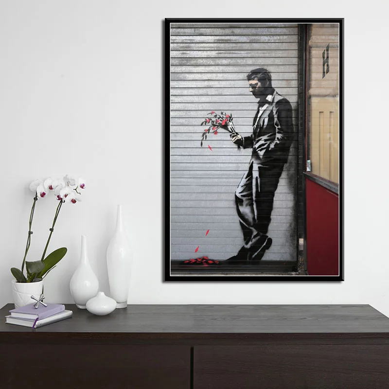 Banksy граффити современное искусство уличное искусство Искусство Живопись Шелковый Холст плакат настенный домашний декор