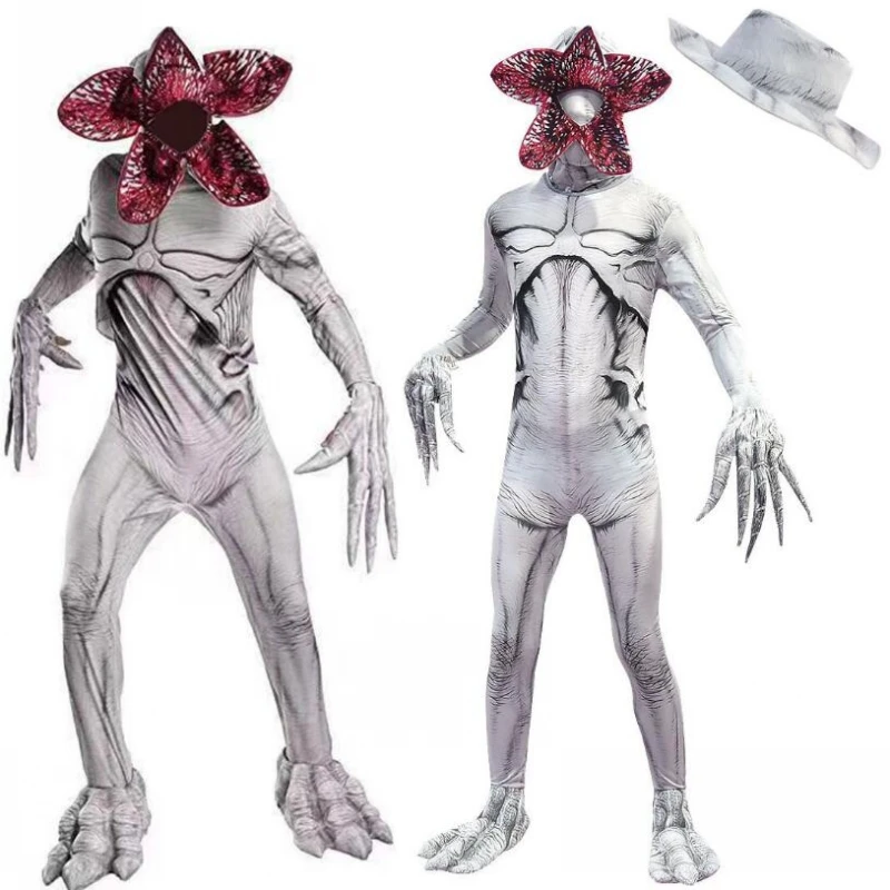 

Bodysuit Stranger Things Demogorgon The Monster Cosplay Halloween Party White Costume Jumpsuit Mask