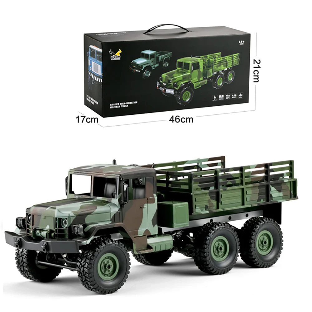1/16 2.4G 4WD RTR RC Car LED Light Camouflage Militarial Off-road Truck Kids Christmas Gift Toy