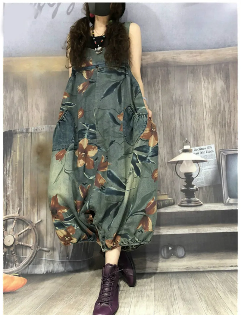 Max LuLu 2020 Fashion Autumn Korean Style Ladies Ripped Jeans Oversized Printed Overalls Womens Loose Casual Floral Cross Pants