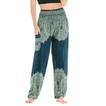 

LASPERAL Women Casual Pants Ladies Summer Loose Trousers Female Baggy Boho Aladdin Print Casual Fashion Jumpsuit Pants 2020