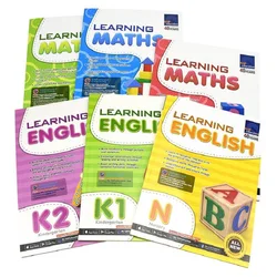 6 Books/Set Sap SAP Learning English, Math Book N-K2 Singapore Kindergarten English Problems Teaching Aids Book